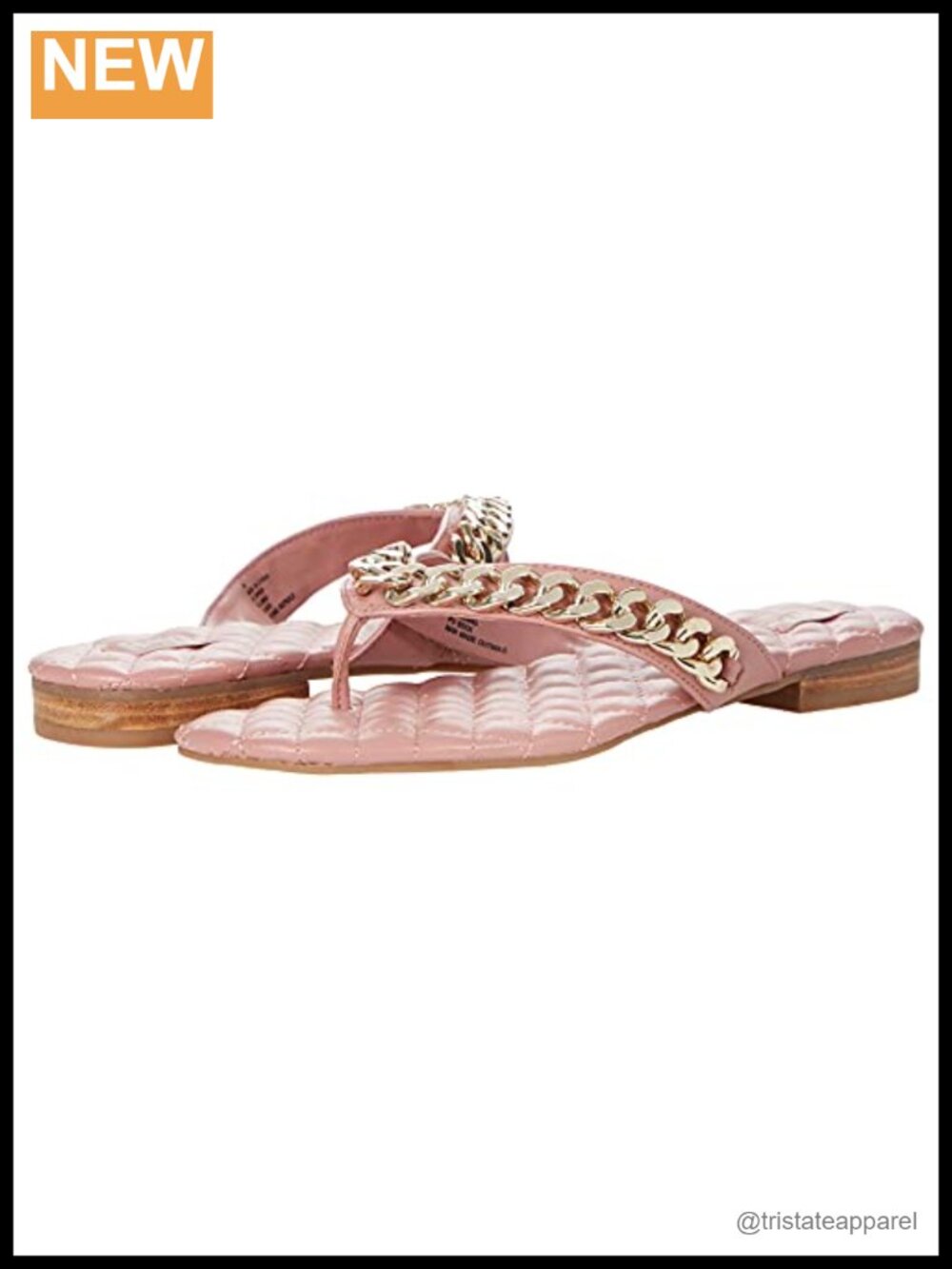 Quilt Stitch Chain Detail Thong Sandal Slip On Flat Summer